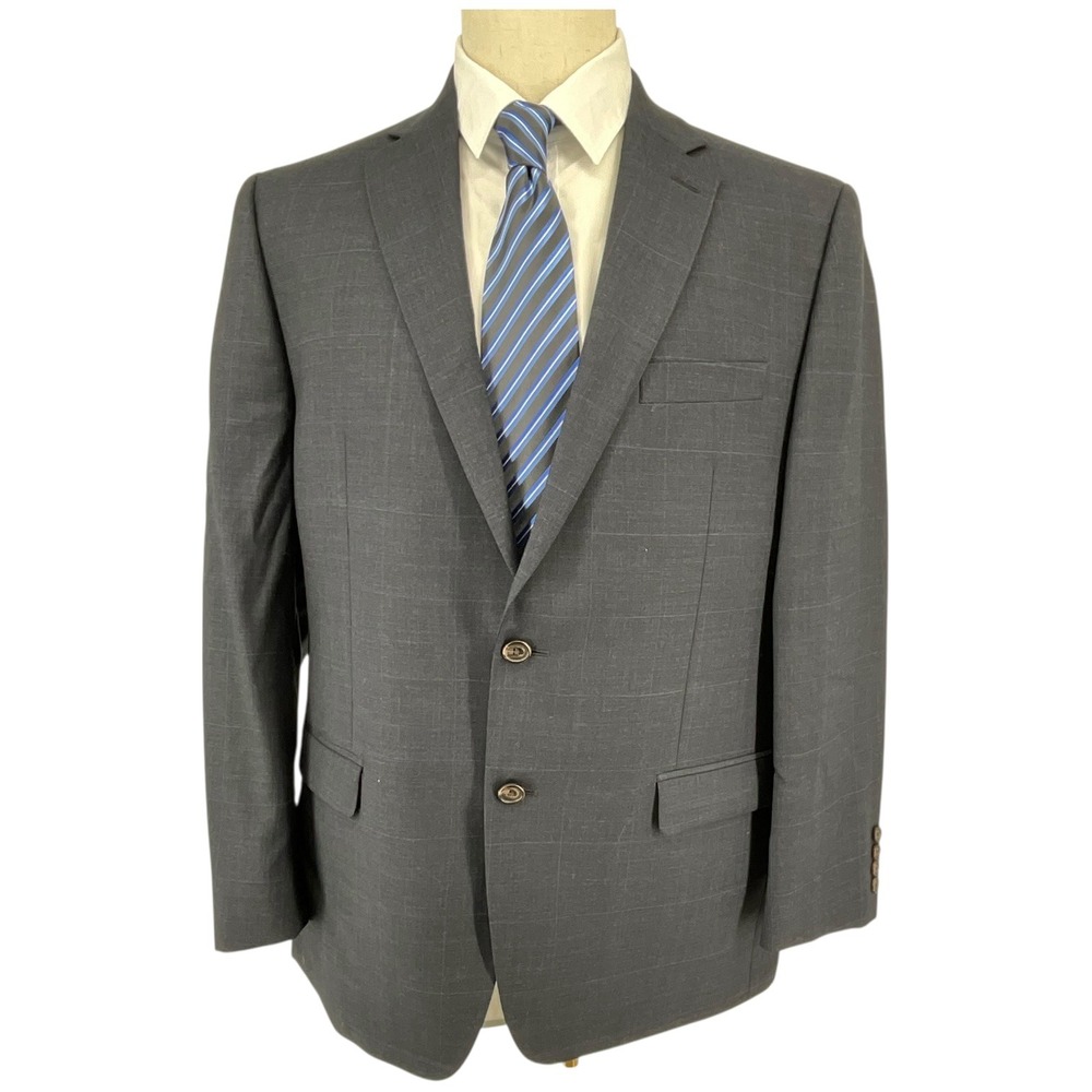 Lauren Ralph Lauren Mens Charcoal Glen Plaid Wool Blazer Sport Coat 42R Luxury‎